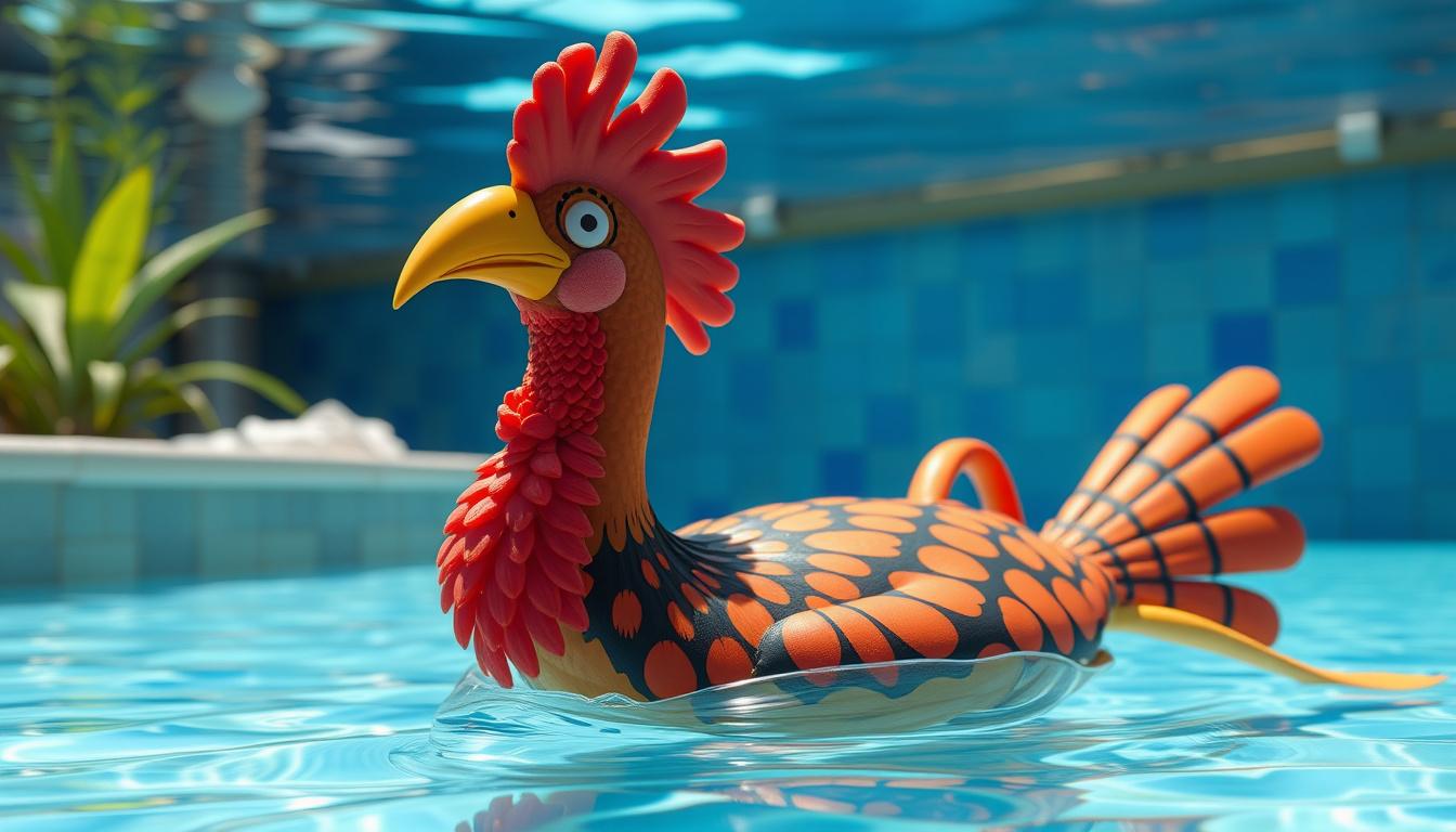 Main art studio: One Piece Hangcock is swiming on the pool