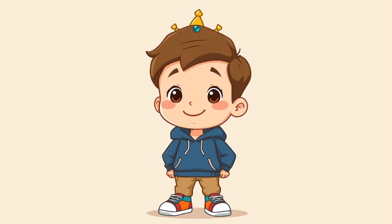 Main art studio: Zeke, a cheerful 6-year old boy in a nostalgic 1990s western preschool cartoon style. Flat 2D hand-drawn animation, simple storybook illustration, nat
