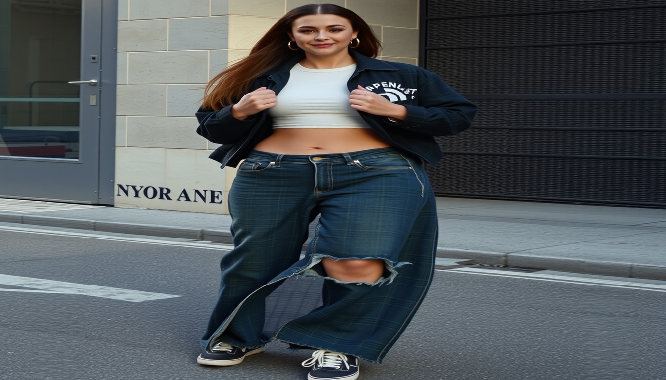 Main art studio: A gorgeous female model wearing the exact clothing from the reference image, walking through a stylish urban street. Natural walking motion, realistic