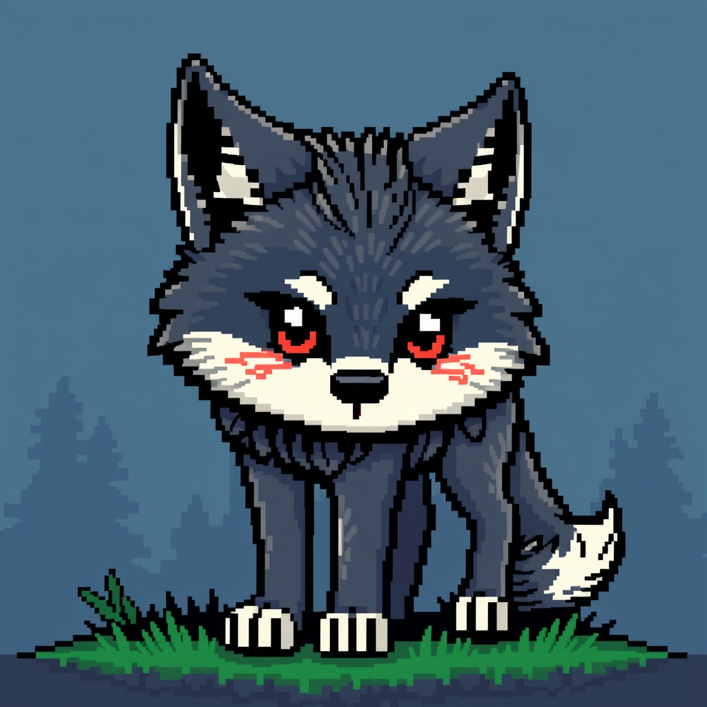 Sprite idea created from the prompt: pixel art game sprite, clean pixel grid, retro 16-bit palette, süßer wolf welpe , game-ready sprite sheet