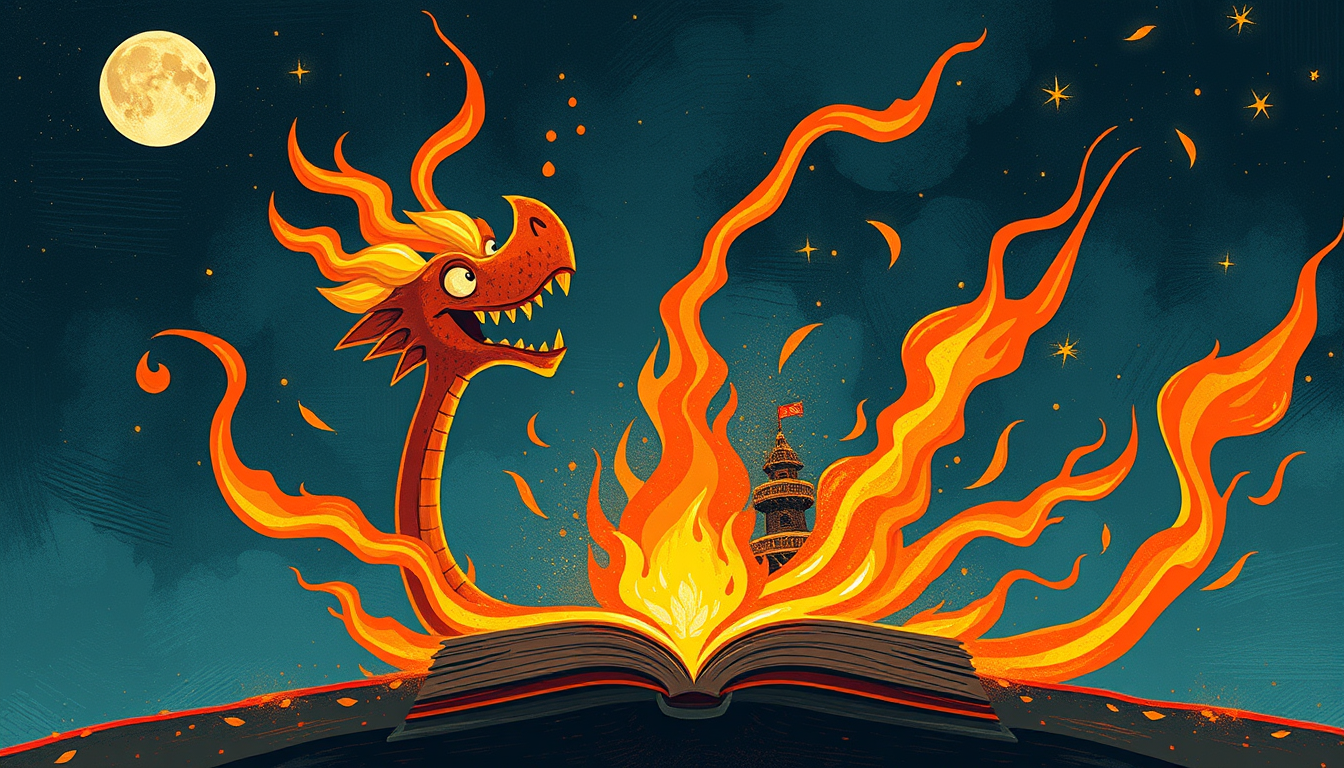 Main art studio: children' book illustration: fire-breathing