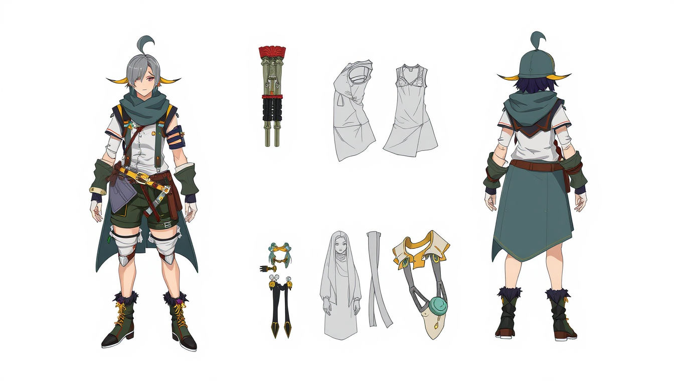 Characters idea: original character design, detailed outfit and accessories, expressive personality, یک کاراکتر استیک فیگور برام بساز , character concept art illustrat