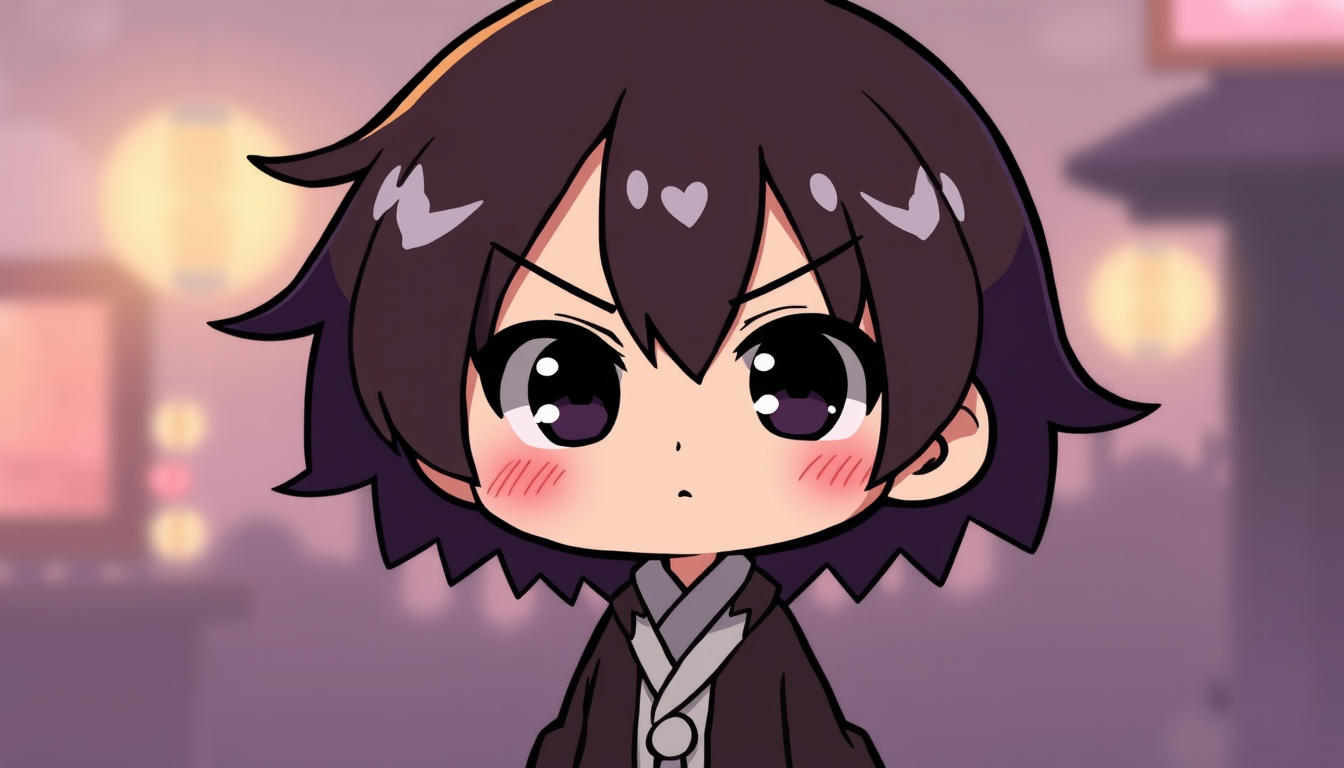 AI Chibi idea created from the prompt: a compact super-deformed character with an oversized head, simple silhouette, and readable expression, deliberate composition, Small satori