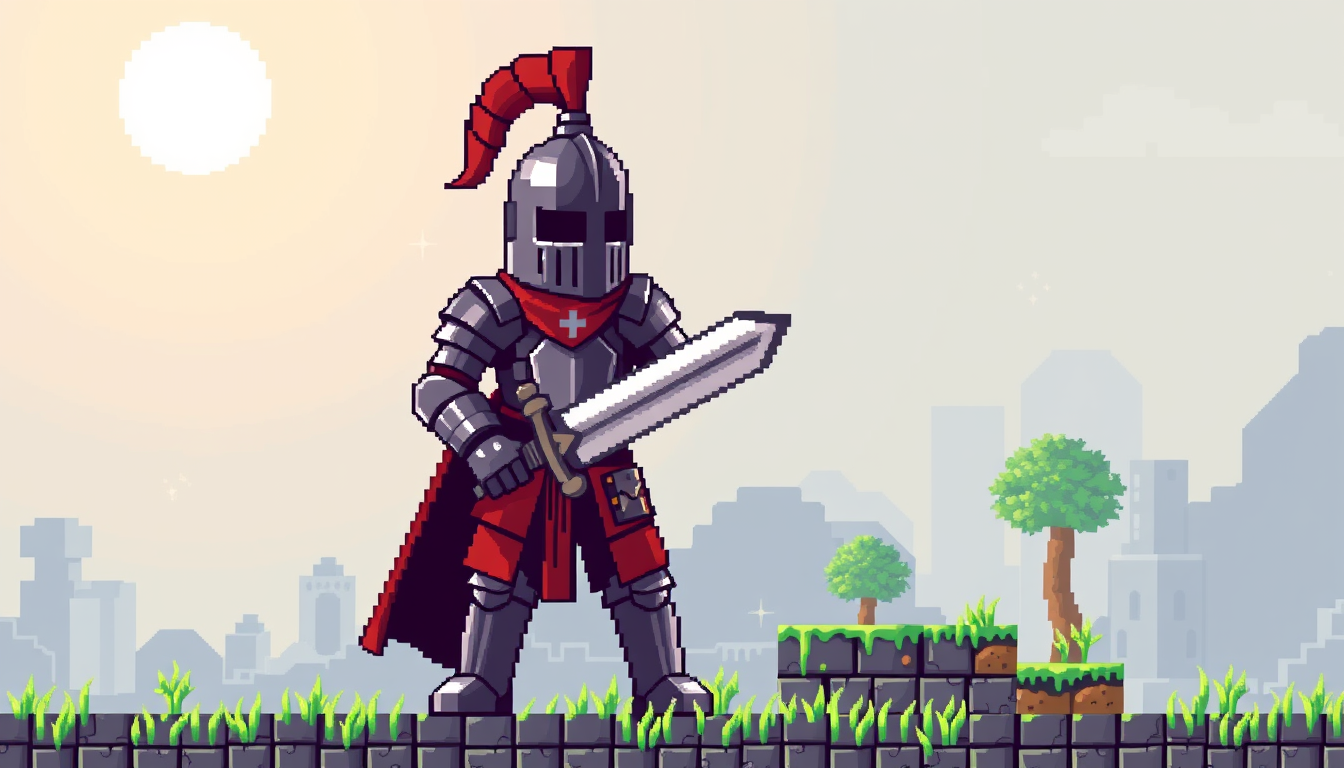 Sprite idea created from the prompt: pixel art game sprite, clean pixel grid, retro 16-bit palette, Knight Minecraft skin format , game-ready sprite sheet