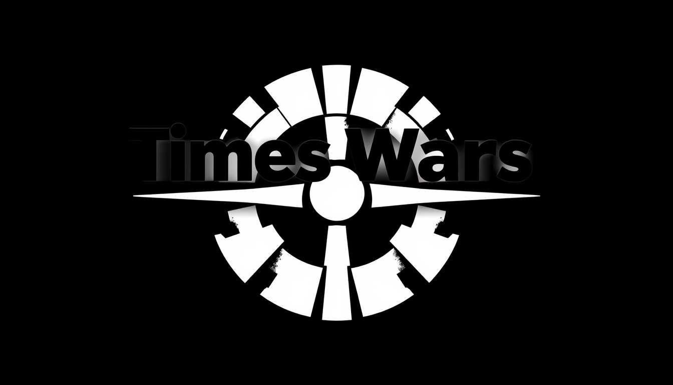 Logo idea: logo design, clean minimal mark, bold simple shapes, balanced composition, überschrift Times wars überschriftweiss farbe marmor und hintergrund schwar