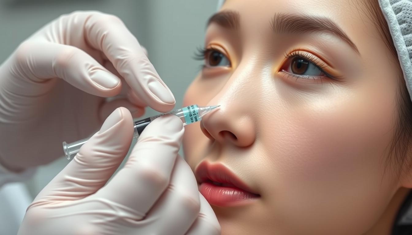 Main art studio: Create a high-quality promotional thumbnail image for a dermatology/plastic surgery Botox treatment. Depict a fictional Korean patient receiving a Bot