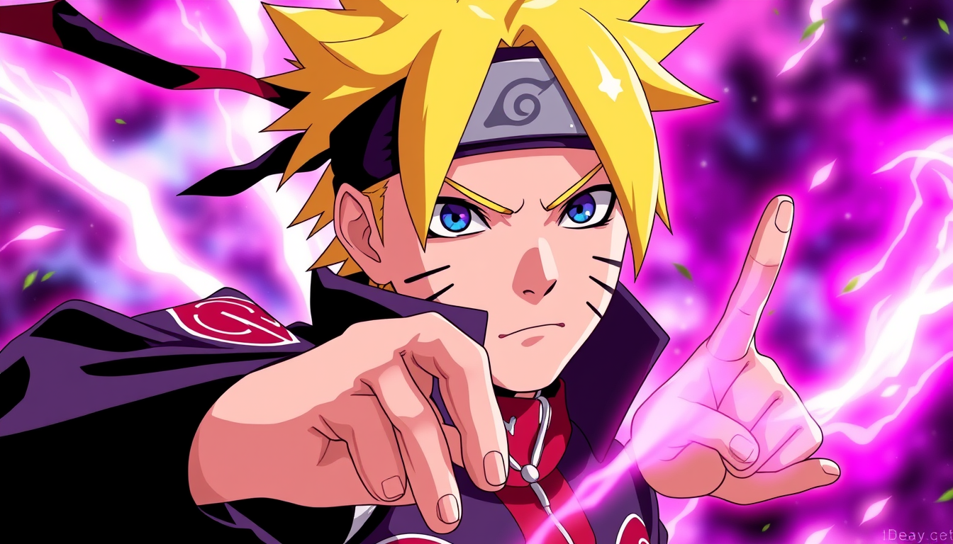 Anime idea: anime style, vibrant colors, expressive eyes, Buat naruto dg tubuh dan bibir tsunade buat mirip dg anime naruto dan buat full , detailed anime illustr