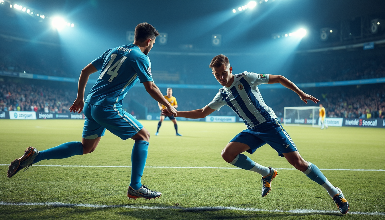 Main art studio: crie uma imagem de um jogador de futebol batendo o penalti no jogo de futebol com a imagem de frente com o juiz batendo no jogador com o felipe neto