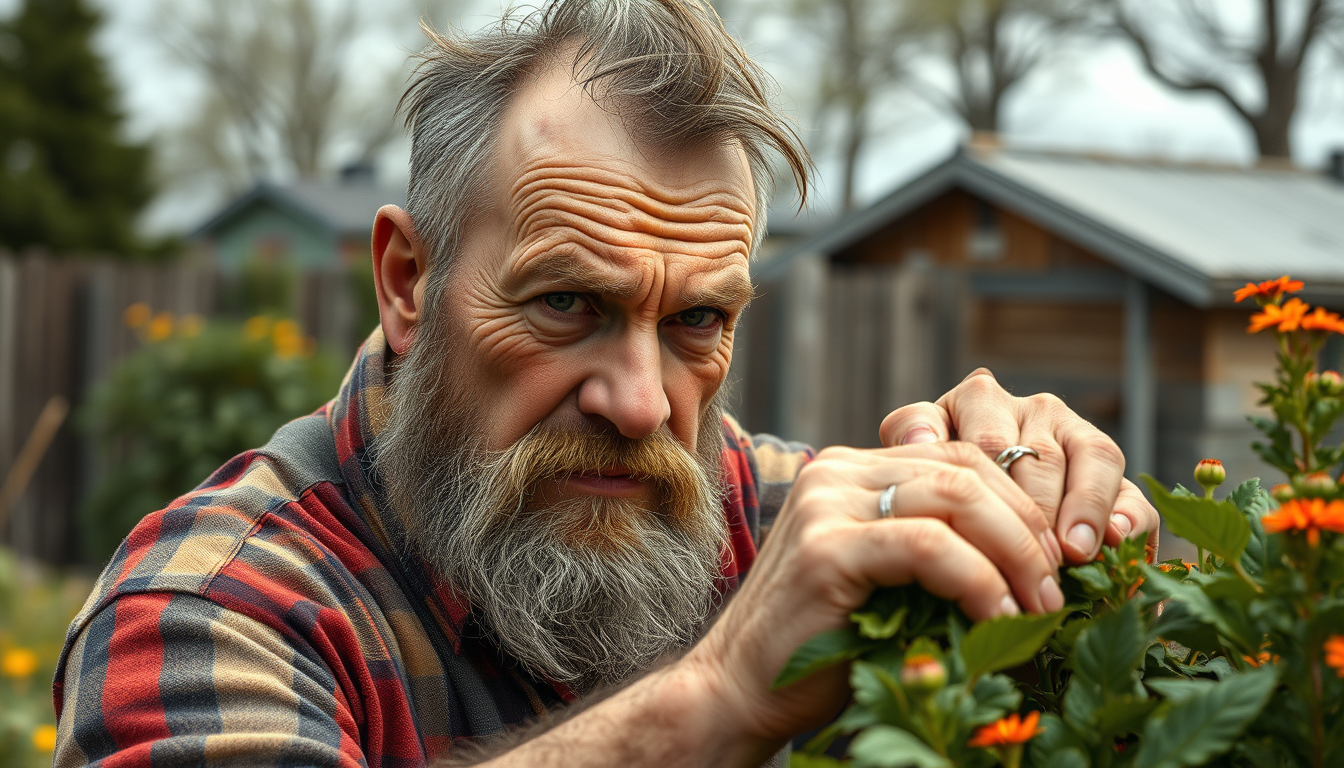Realistic Images idea: photorealistic generated image, natural materials and skin texture, physically plausible lighting, A polish ugly redneck with a stupid stare, trimming