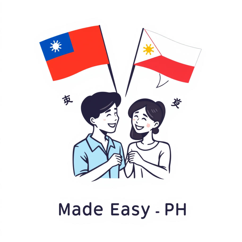AI Art prompt example created from the prompt: Create a clean, friendly and eye-catching social media logo for “Mandarin Made Easy PH.” At the top, place the Taiwan flag 🇹🇼 and Philippi