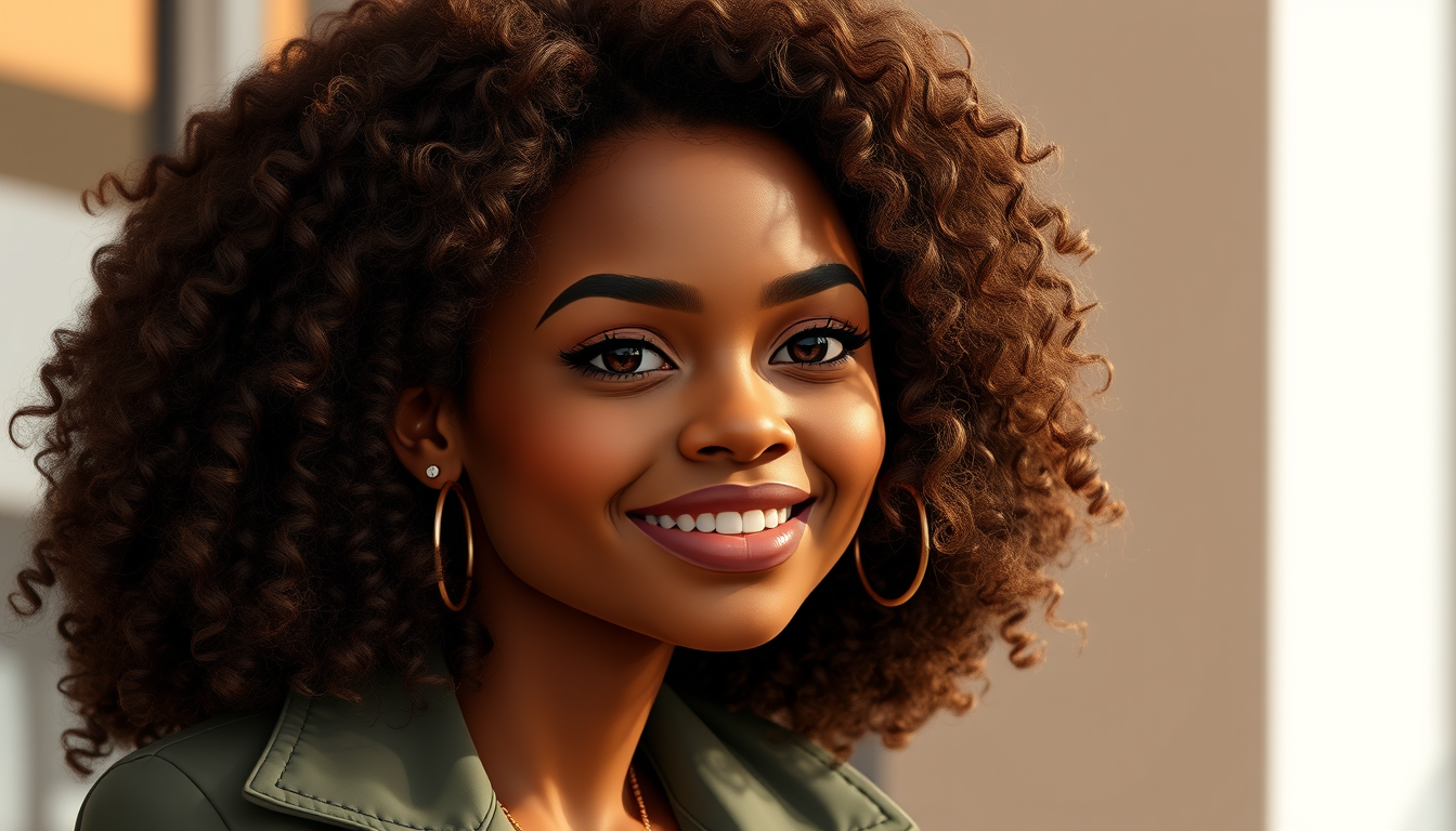Main art studio: 💼 Chloe = Brit’s stylish, independent, business-minded friend. 3d brown skin girl in her early twenties with curly brown hair