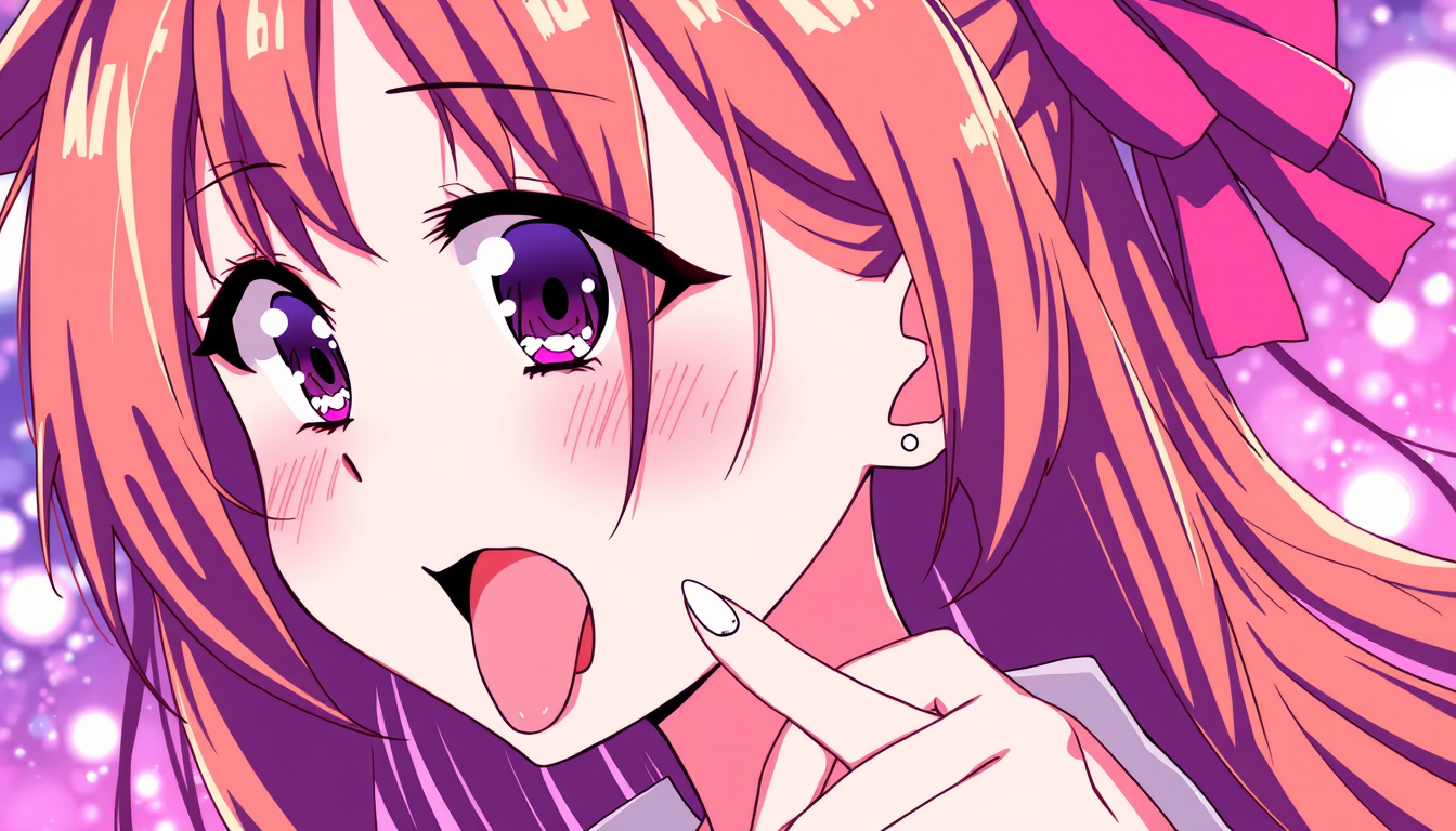 Anime idea: anime style, vibrant colors, expressive eyes, anime girl sticking out her tongue , detailed anime illustration