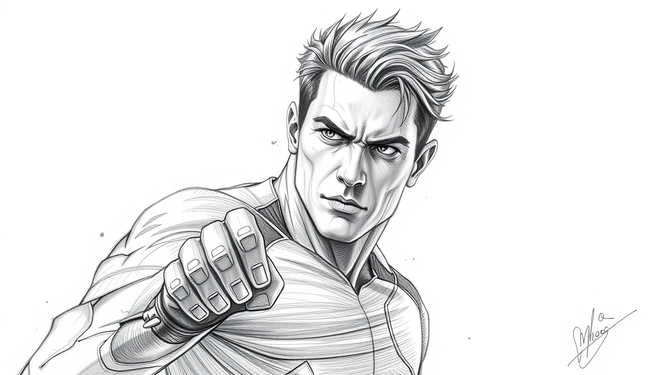 AI Art prompt example created from the prompt: dynamic man pencil drawing
