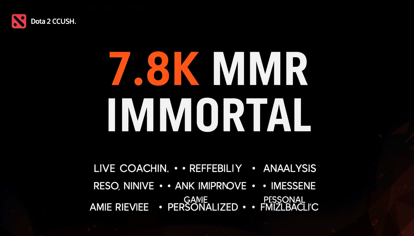 Main art studio: Clean professional Dota 2 coaching banner, simple modern esports design, dark subtle Dota 2 inspired background, minimal effects, no character or pers