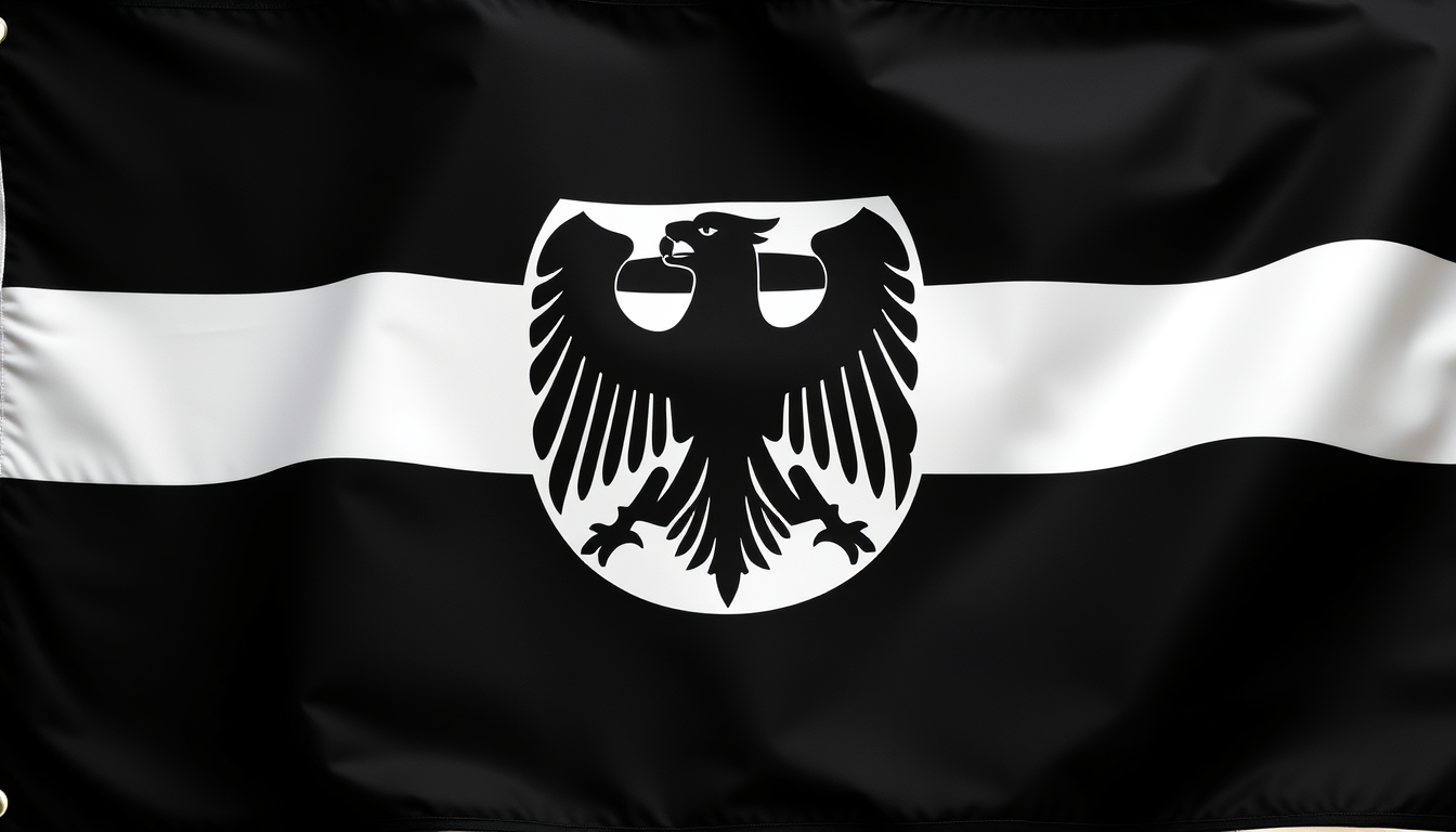 Main art studio: deutsche Flagge in Schwarz-Weiß-Grau-Tönen gemalt. obennsvhwarz, mitte dunkleres.grau unten helleres.grau.......GENAU WIE BESVHRIEBRN!!!!KEINE VERFICK