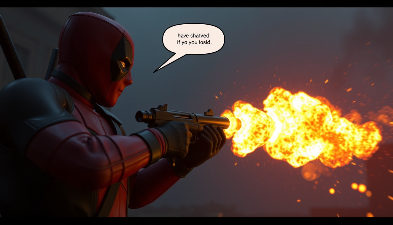 Main art studio: in marvel rivals deadpool gets killed by magik and say f### this a pulls out a parkers brother shotgun and fires at magik