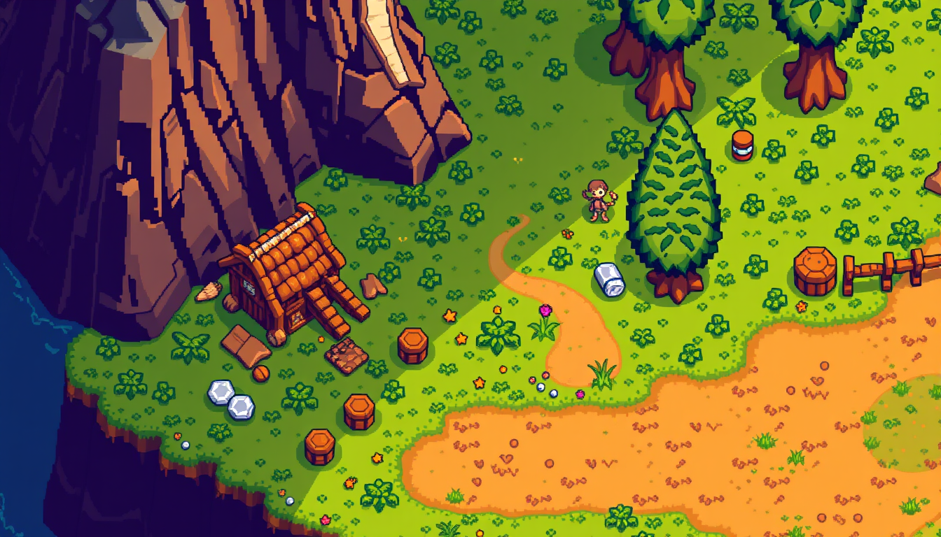 Main art studio: historischer auerochse als pixelgrafik wie in stardew valley spiel