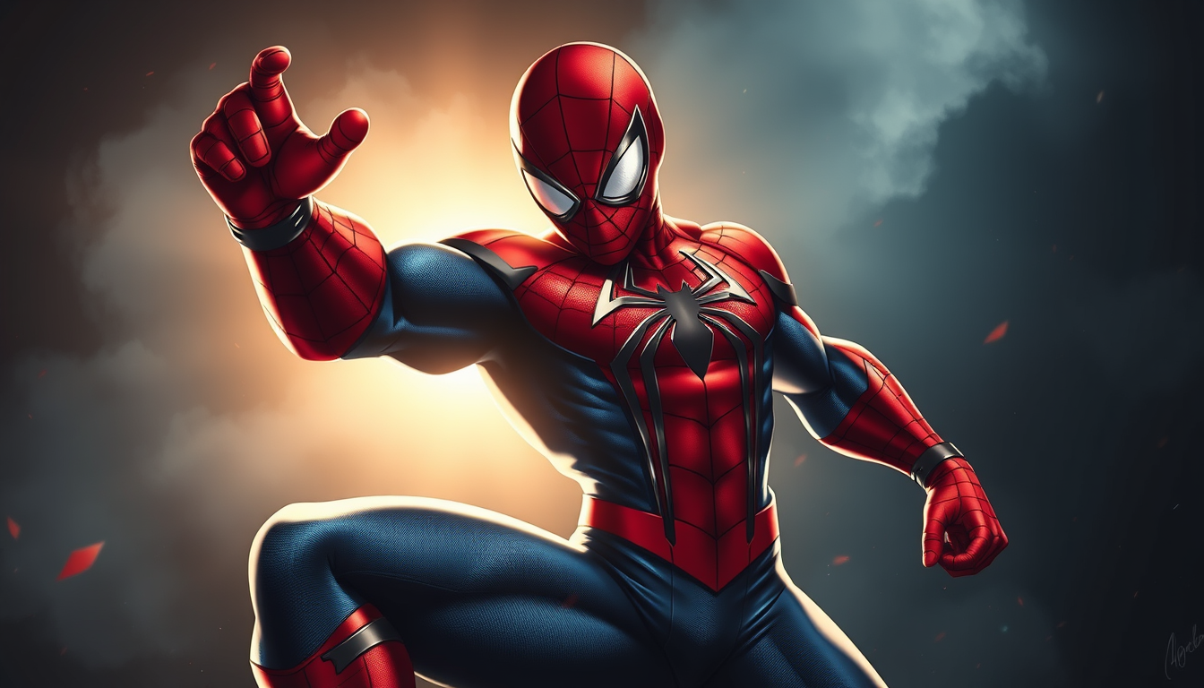 Superhero idea created from the prompt: original superhero character design, dynamic pose, bold costume, dramatic lighting, comic art energy, Spiderman muscle kustüm für Kinder zum