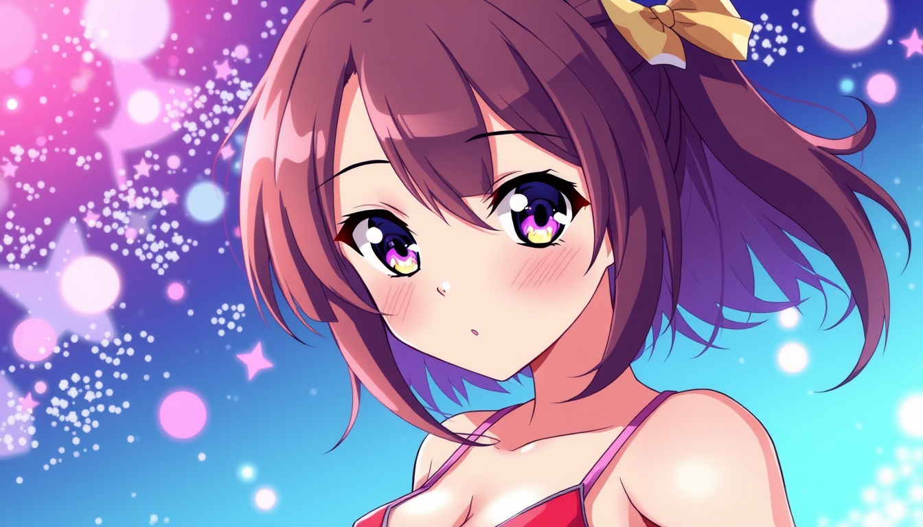 Anime idea: anime style, vibrant colors, expressive eyes, anime girl bikini body , detailed anime illustration