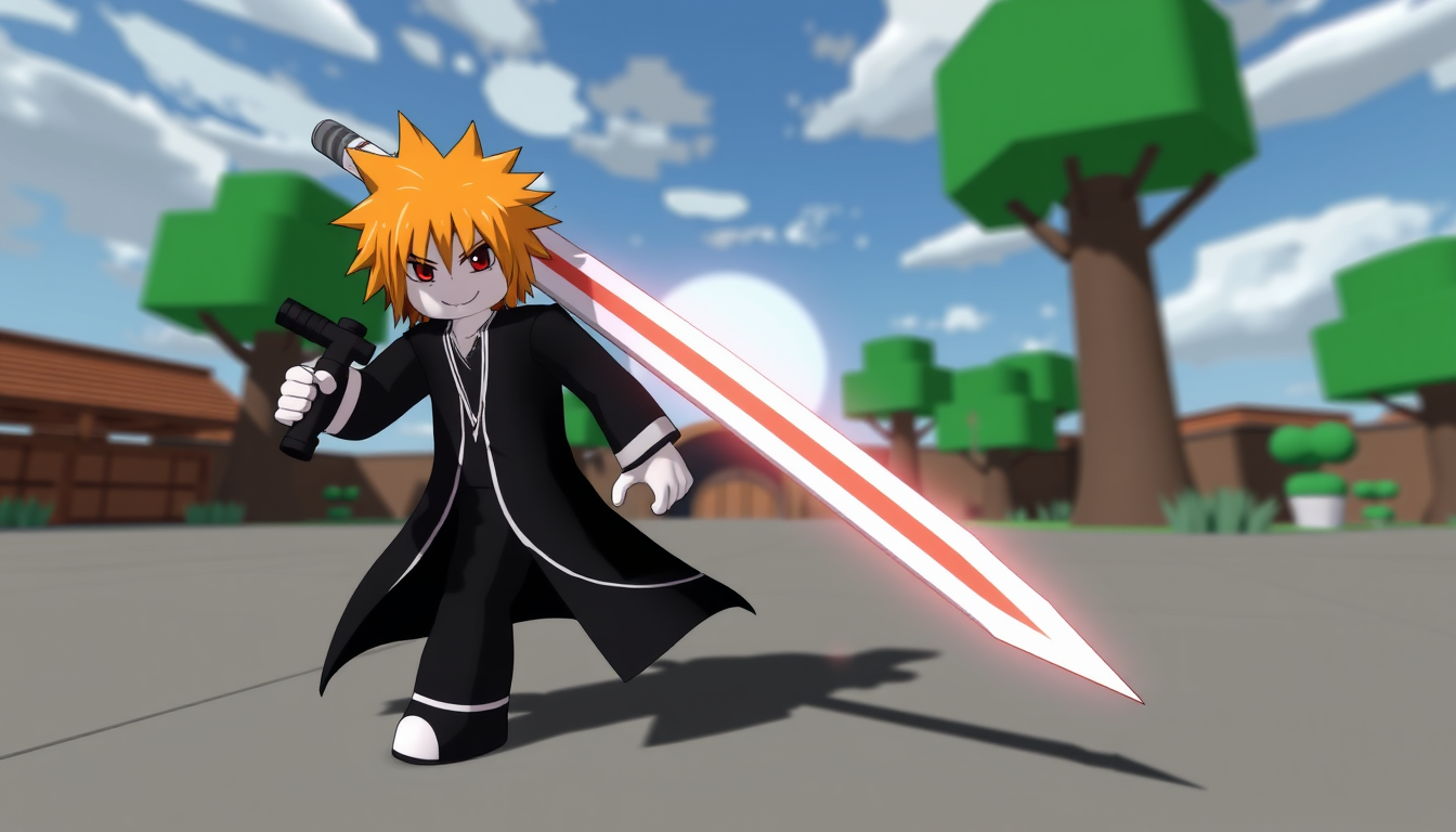 Main art studio: slight roblox styled ichigo kurosaki from bleach anime