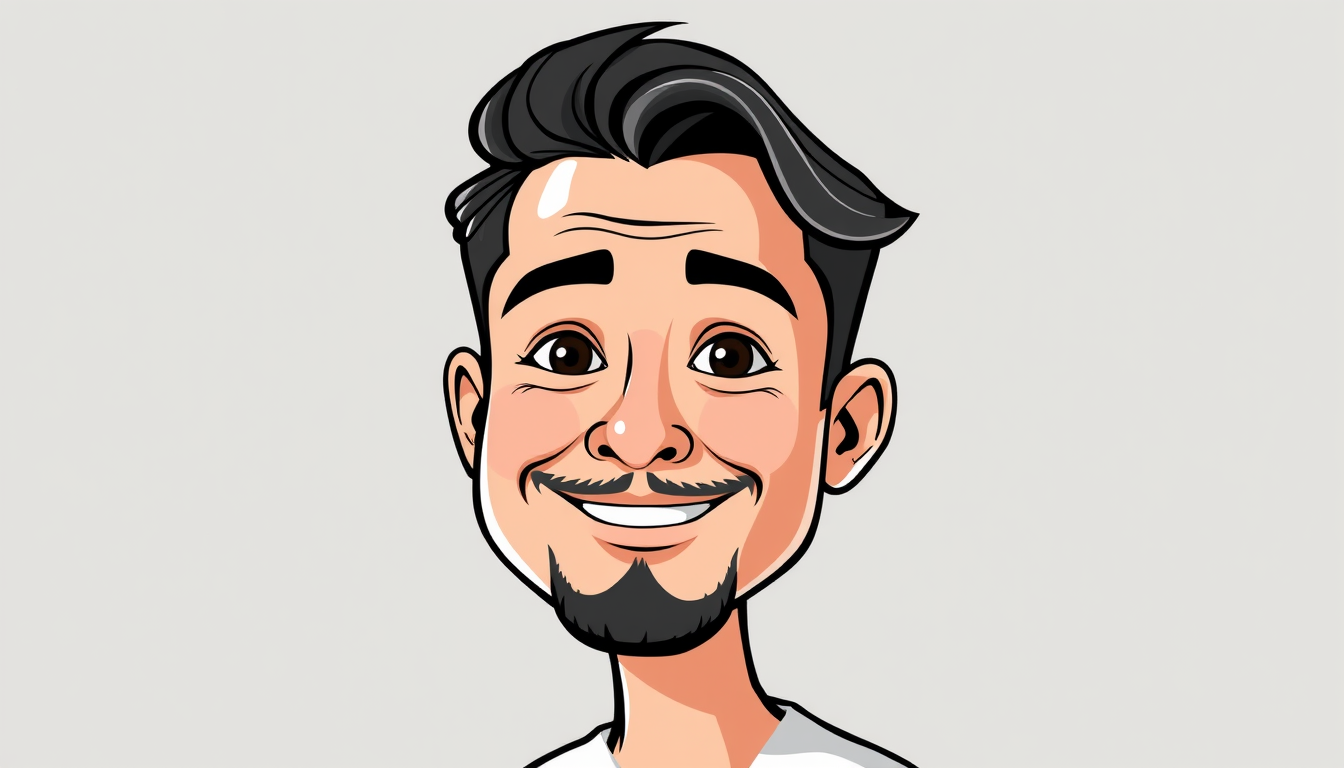 Photo To Cartoon idea: cartoon style portrait from the photo, bold outlines, flat shading, playful proportions, un carro blanco , clean cartoon illustration, recognizable li
