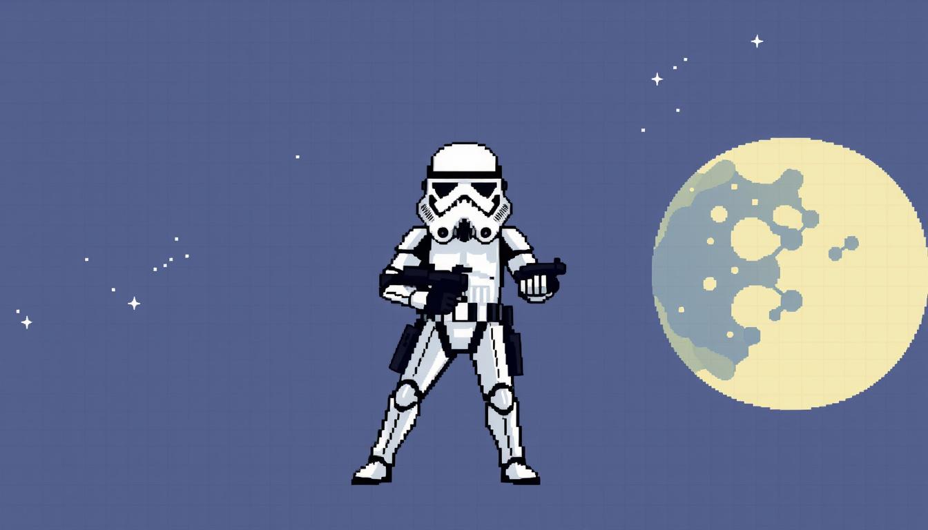 Sprite idea created from the prompt: pixel art game sprite, clean pixel grid, retro 16-bit palette, stormtrooper , game-ready sprite sheet