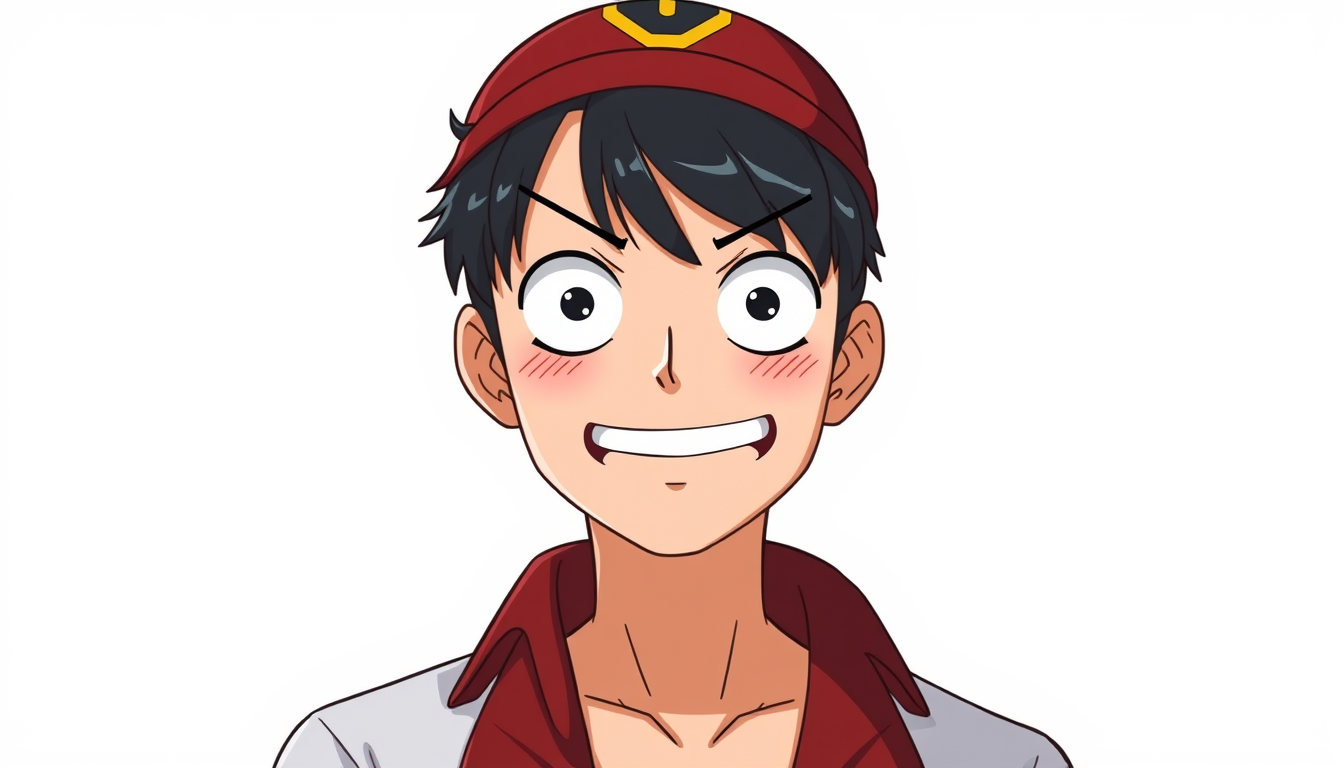 VTuber idea: vtuber avatar character, anime style, expressive face, streaming-ready design, make me like luffy one piece , clean vtuber model illustration