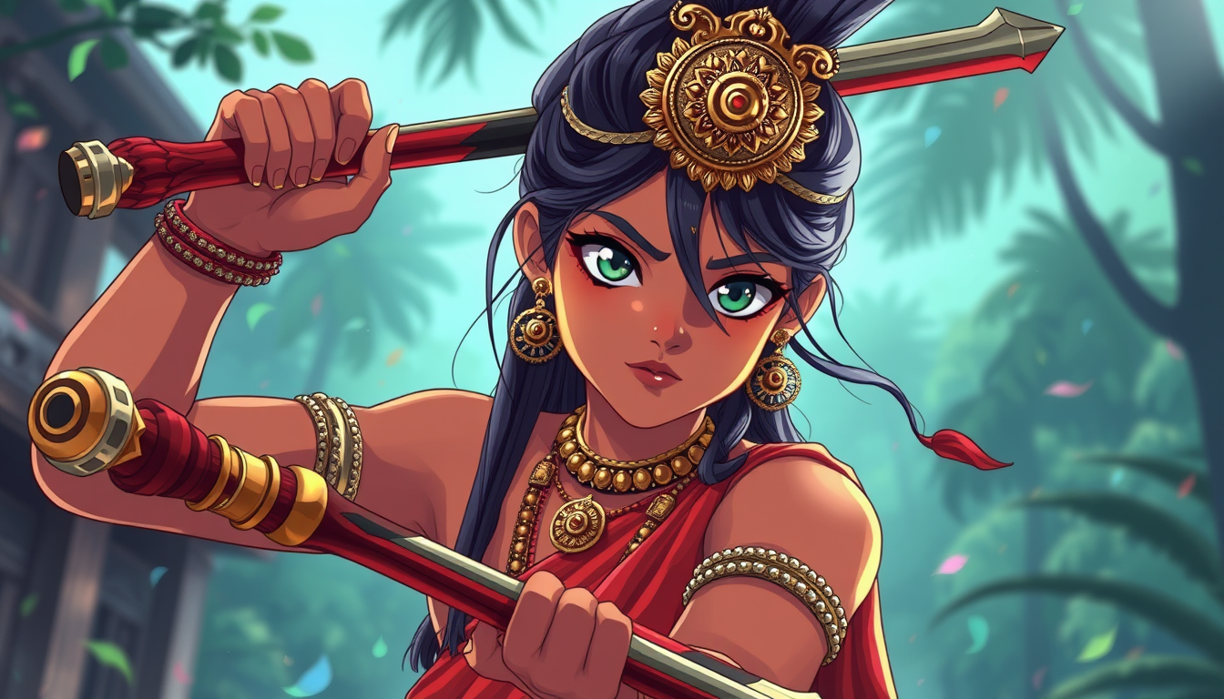 Anime idea: anime style, vibrant colors, expressive eyes, kalari weapon hd real image in kerala , detailed anime illustration