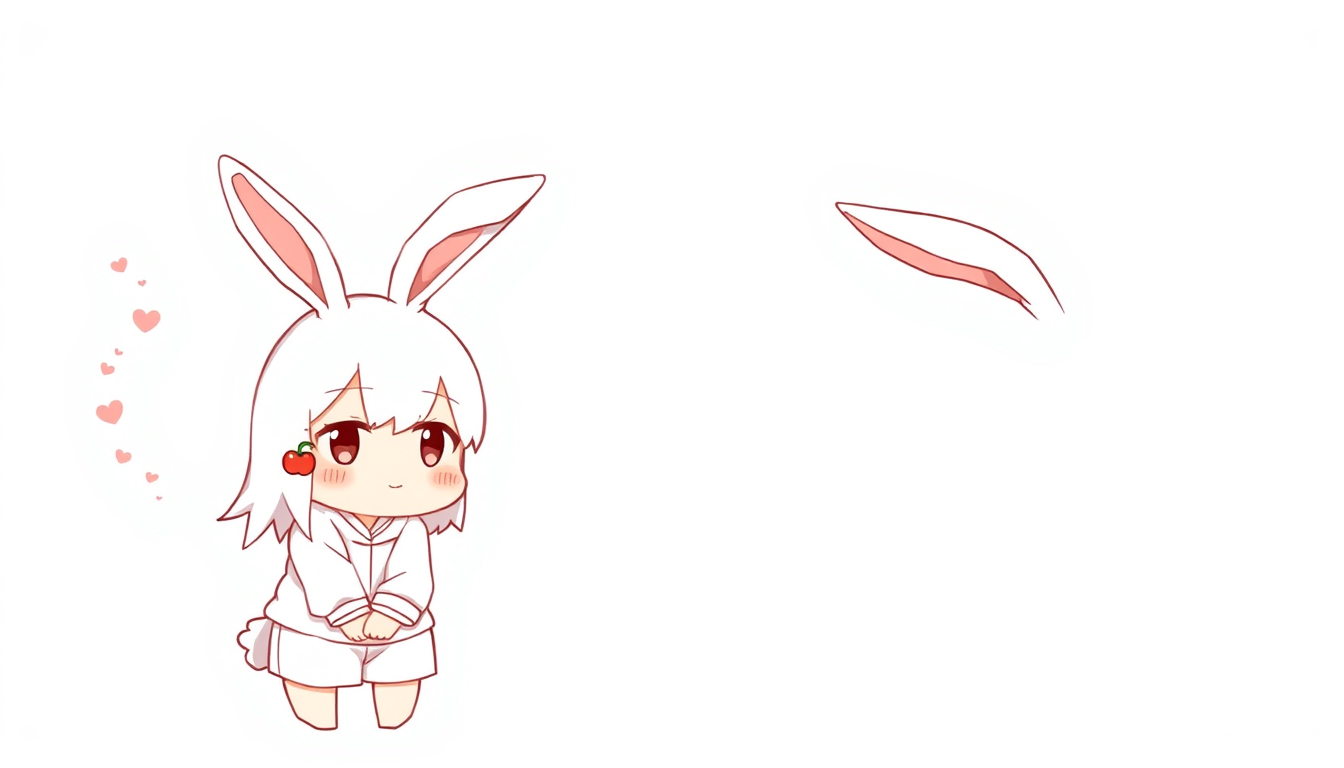 Main art studio: Please create an image of Dao Dao, a *kemonomimi* character with rabbit ears and a tail (specifically an albino rabbit). She should be wearing comfort