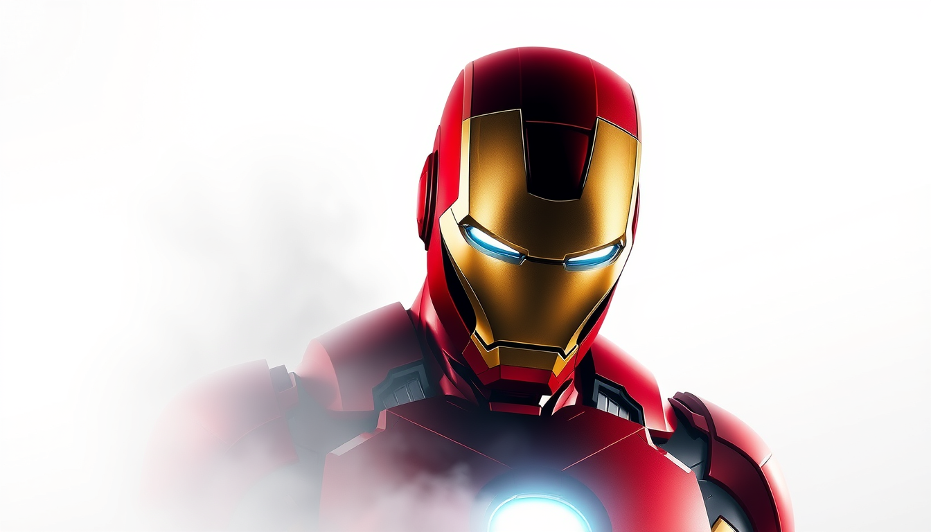 Wallpapers idea: wallpaper art composed around screen ratio, icon readability, and quiet negative space, deliberate composition, Iron Man , polished image, coherent de