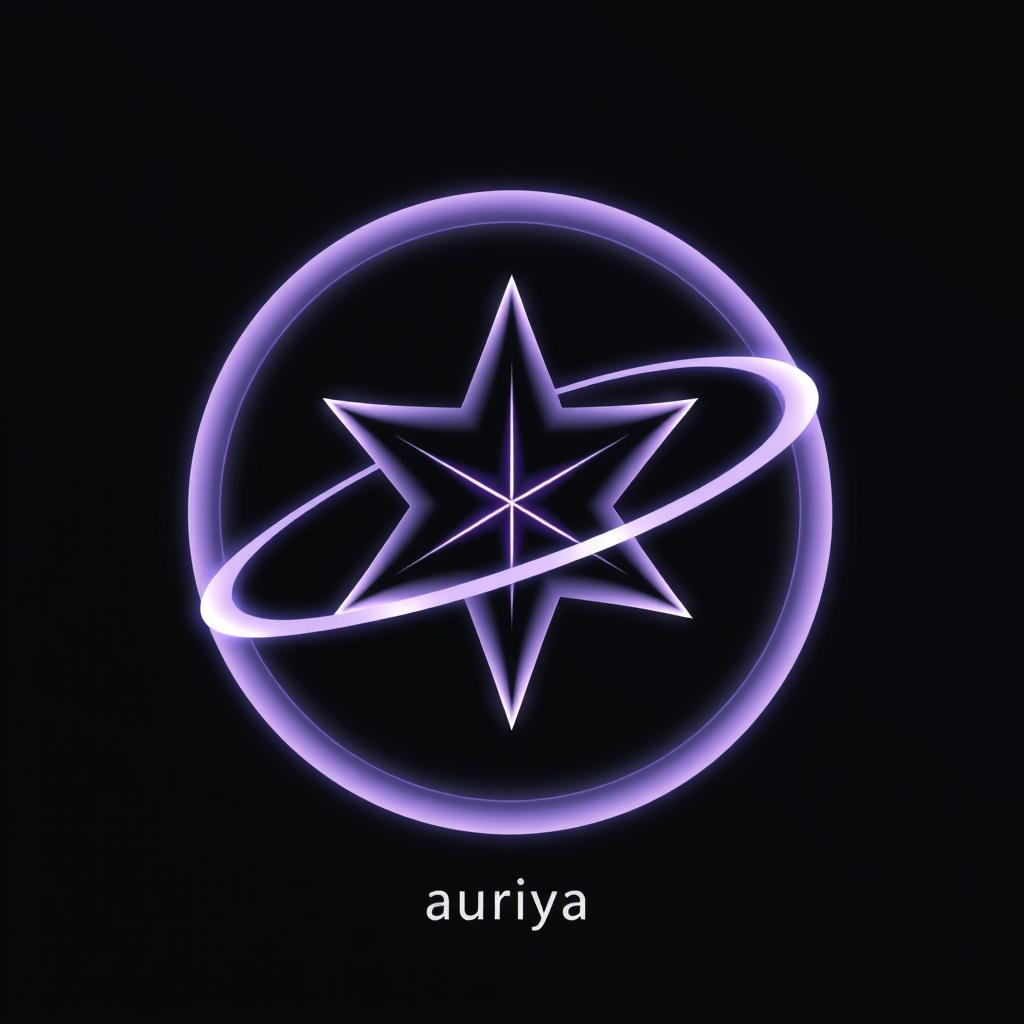 Main art studio: ⭐ Auriya Aura Star Emblem A single elegant five-point or abstract cosmic star as the main symbol A thin Saturn-style ring wrapping around the star Sof