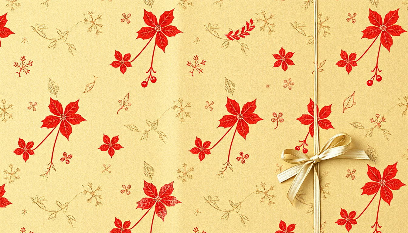Wrapping Paper idea created from the prompt: wrapping paper design, festive repeating motif, cheerful palette, Weihnachtliche Tannenzweige und Beeren auf Kraftpapier , tileable gift wra