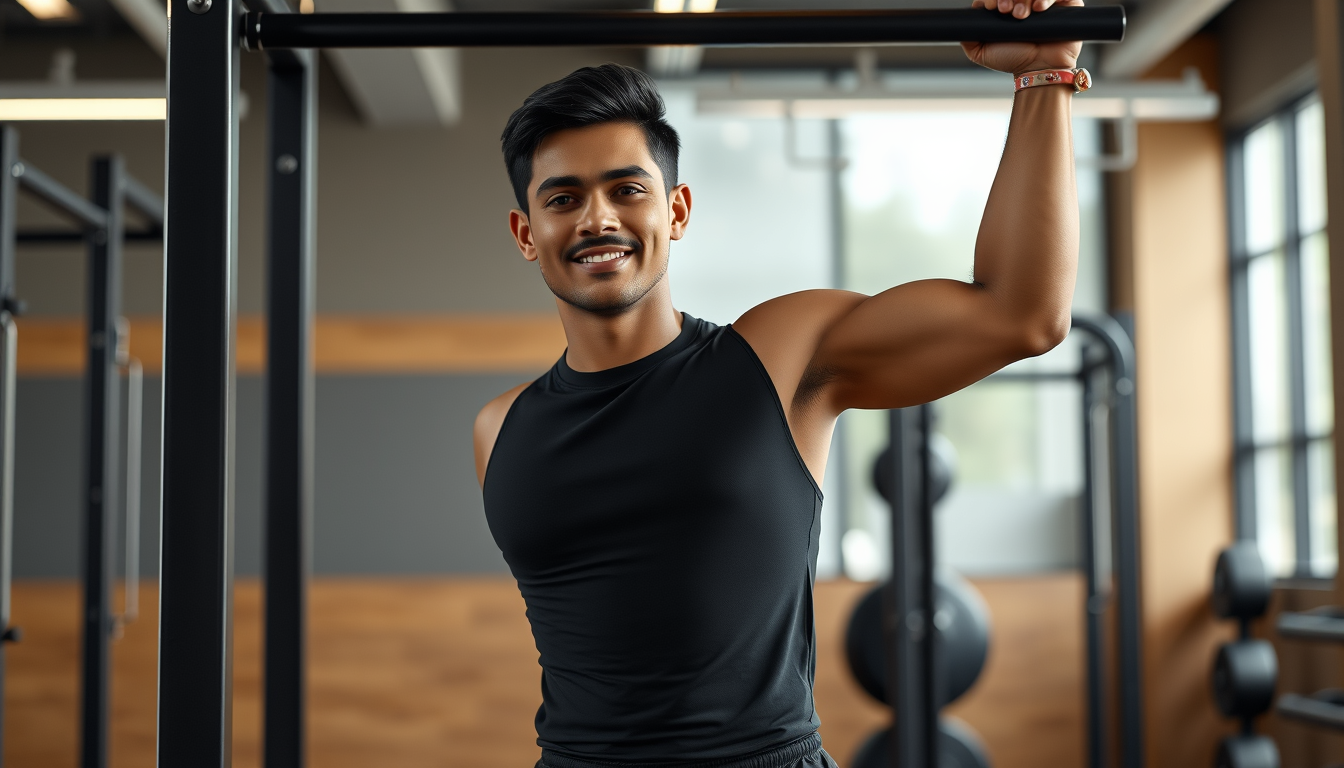 Main art studio: Young adult Indian male, 25 years old, natural athletic physique, medium brown skin, short neat black hair, clean-shaven face, friendly realistic face