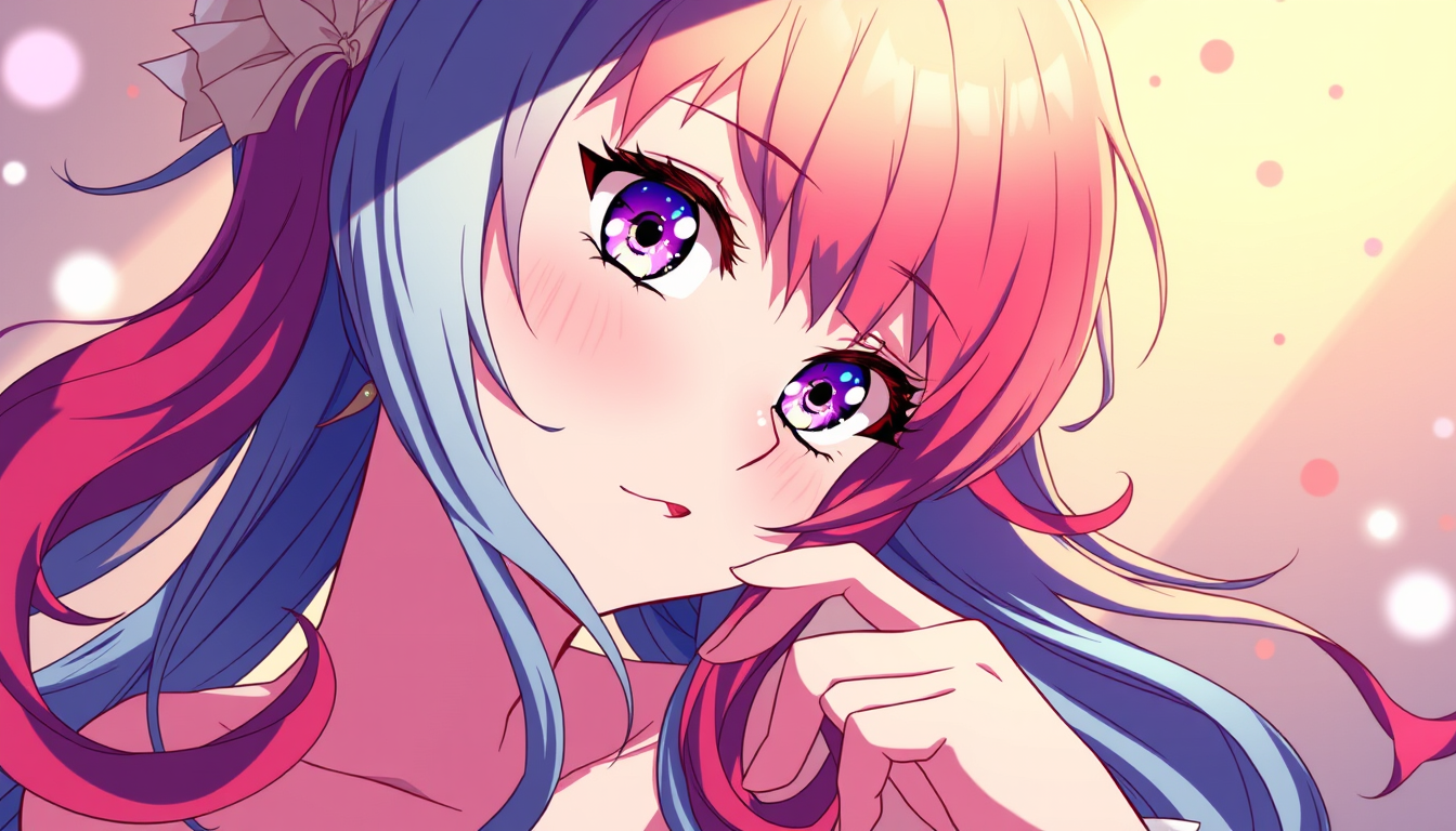Anime idea: anime style, vibrant colors, expressive eyes, Длиная девушка с красными волосами , detailed anime illustration