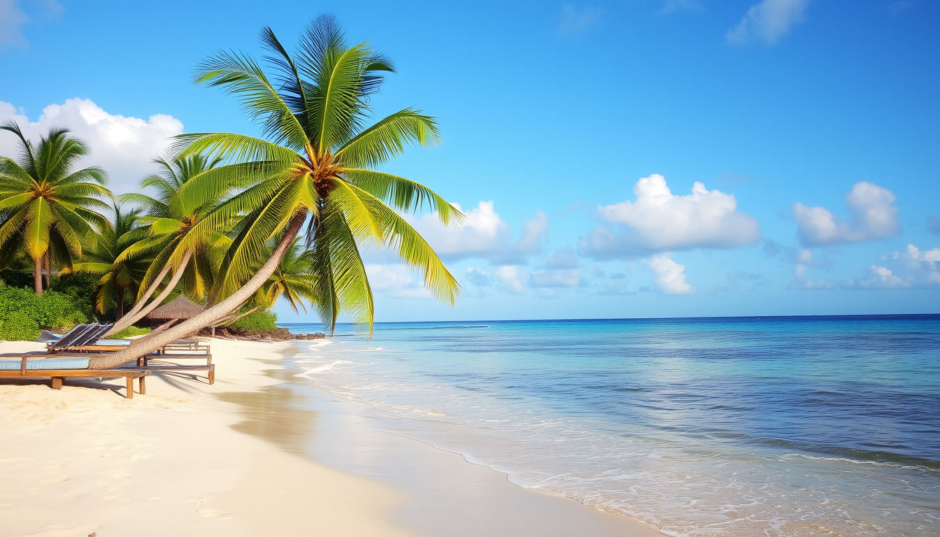 Main art studio: beautiful tropical beach scene