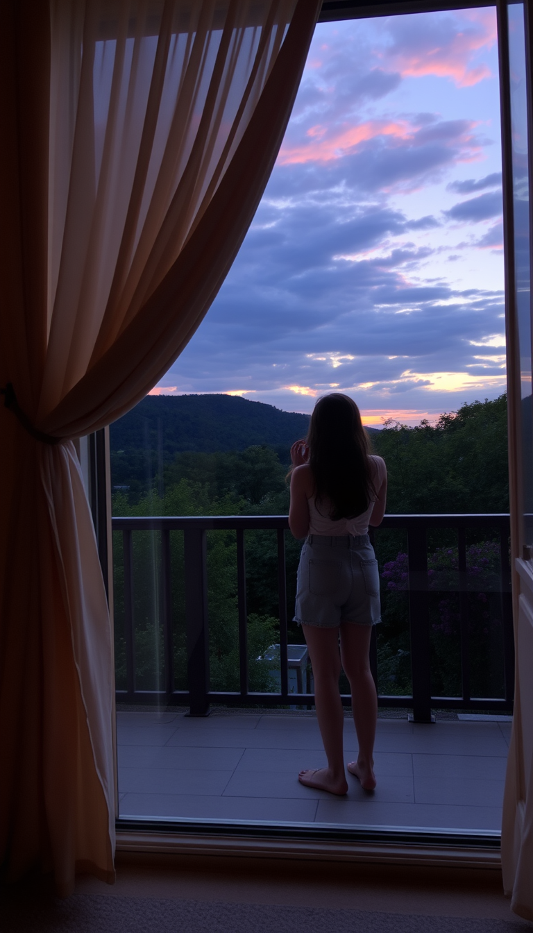 AI Art prompt example created from the prompt: A girl Opening the curtains 🌅