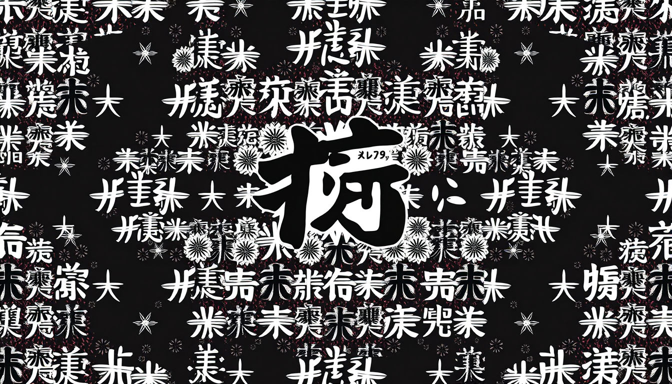 T Shirt Design idea created from the prompt: t-shirt graphic design, bold print-ready artwork, centered composition, A pattern dotted with cool Japanese kanji characters , high-contrast