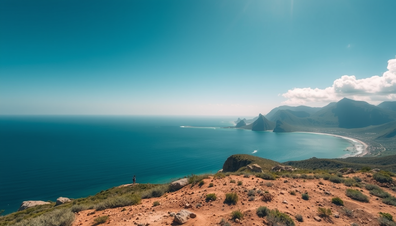 Main art studio: crie uma imagem no plano americano e no angulo holandes , de uma paisagem com a lua atras do mar