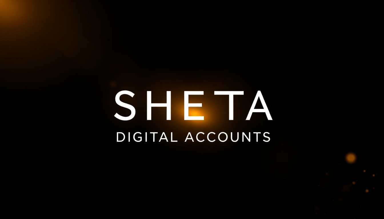 Main art studio: Create a premium 8-second vertical Instagram advertisement for SHETA DIGITAL ACCOUNTS. Black luxury background, elegant white typography, subtle metal