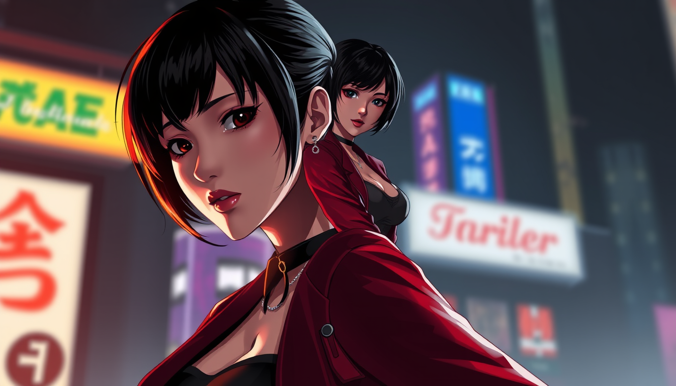 Characters idea: an original character defined by silhouette, role, outfit, palette, and expression, deliberate composition, Ada Wong , polished image, coherent detail