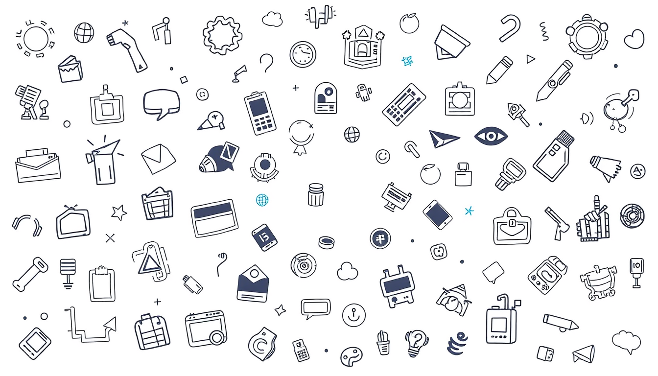 Doodle idea created from the prompt: casual hand-drawn line art built from simple icons, repeated marks, and playful spacing, deliberate composition, doodle of AI and human , po