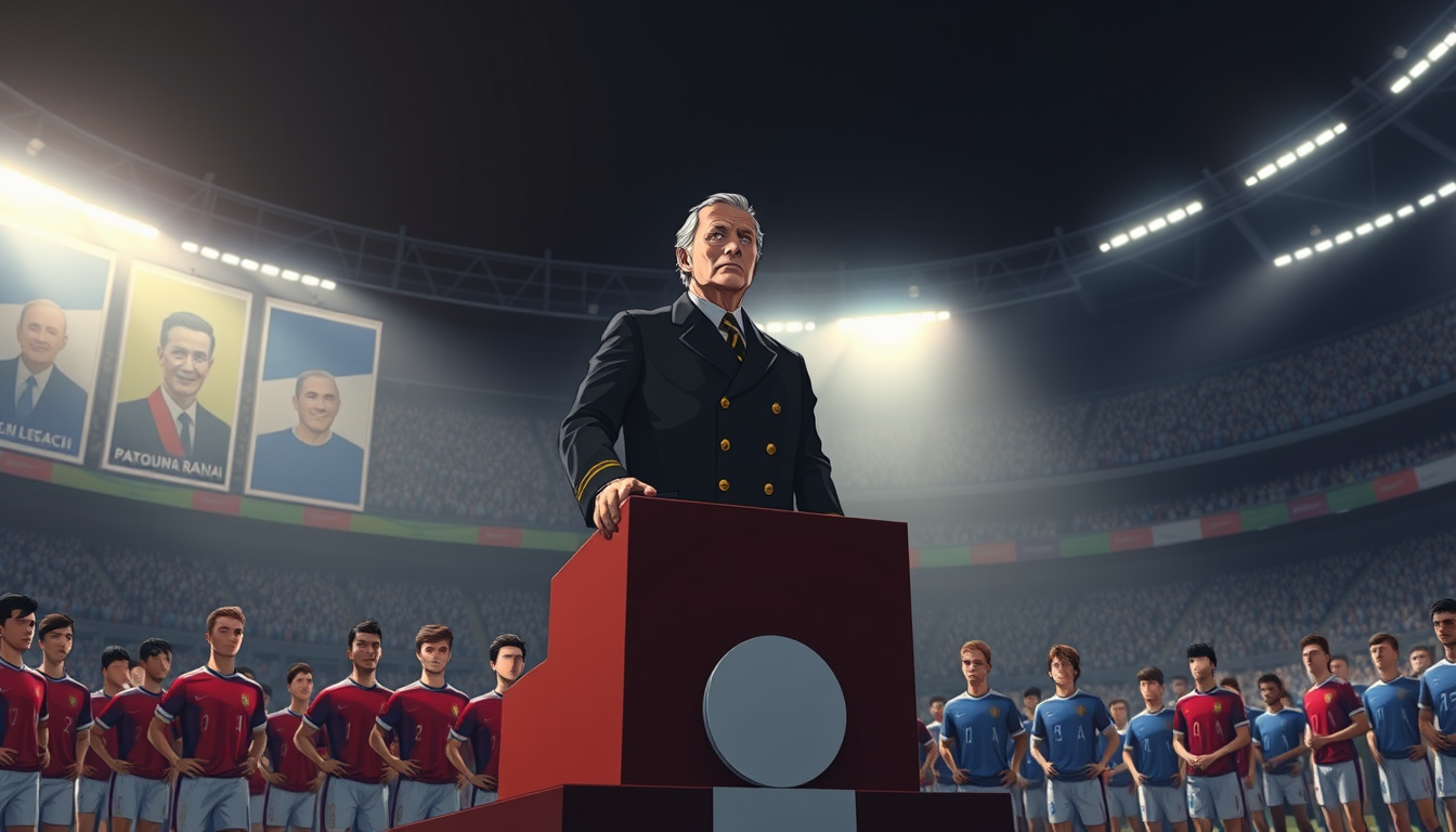 Main art studio: Anime-style satirical video of a fictional French football superstar becoming an absurd authoritarian dictator of his imaginary national team. He stan