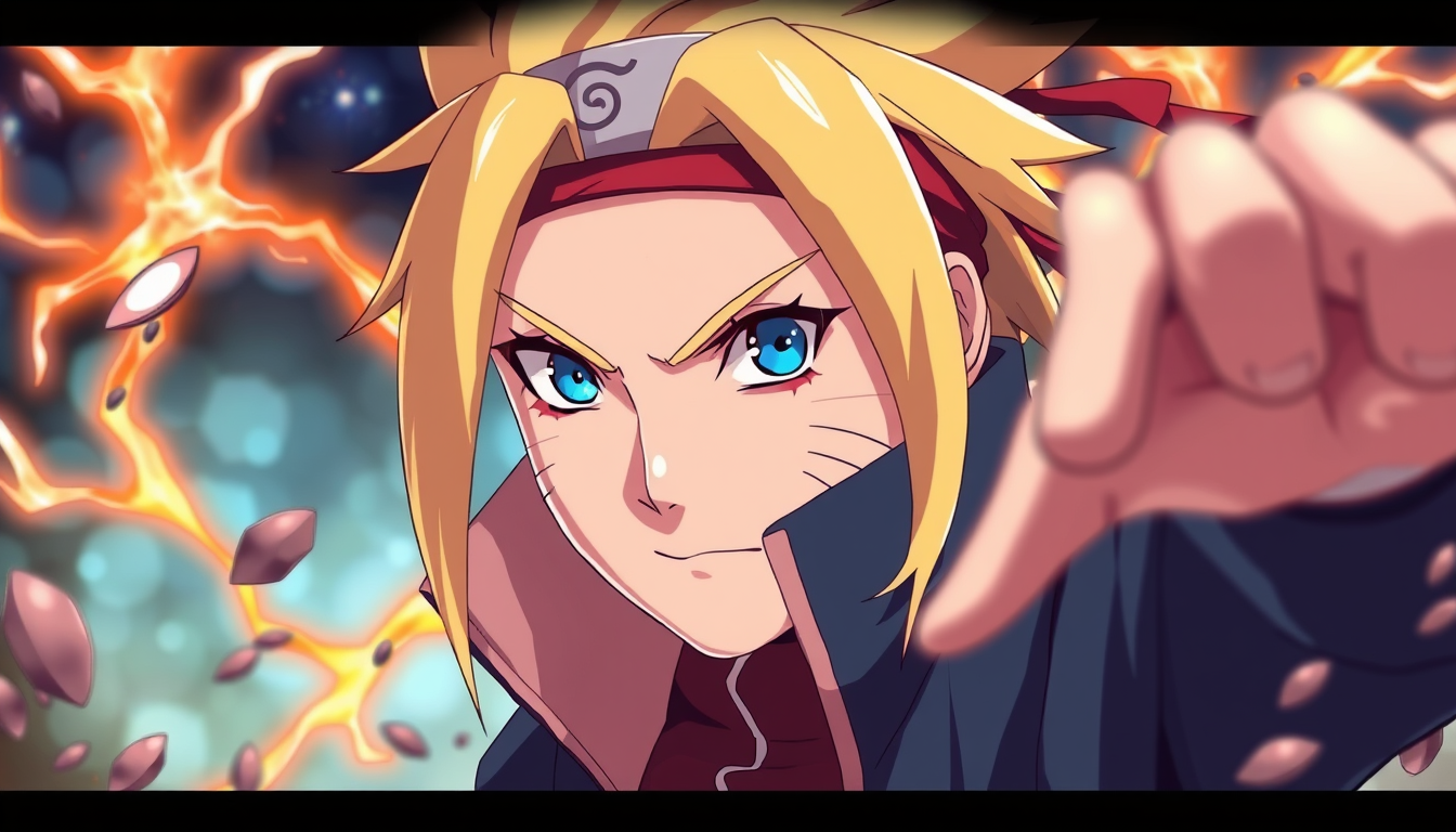 Anime idea: anime style, vibrant colors, expressive eyes, Buat naruto dg tubuh dan bibir tsunade , detailed anime illustration