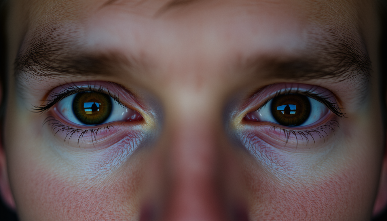 AI Art prompt example created from the prompt: closeup of a human man's eyes, the right eye is brown, the left eye is yellow