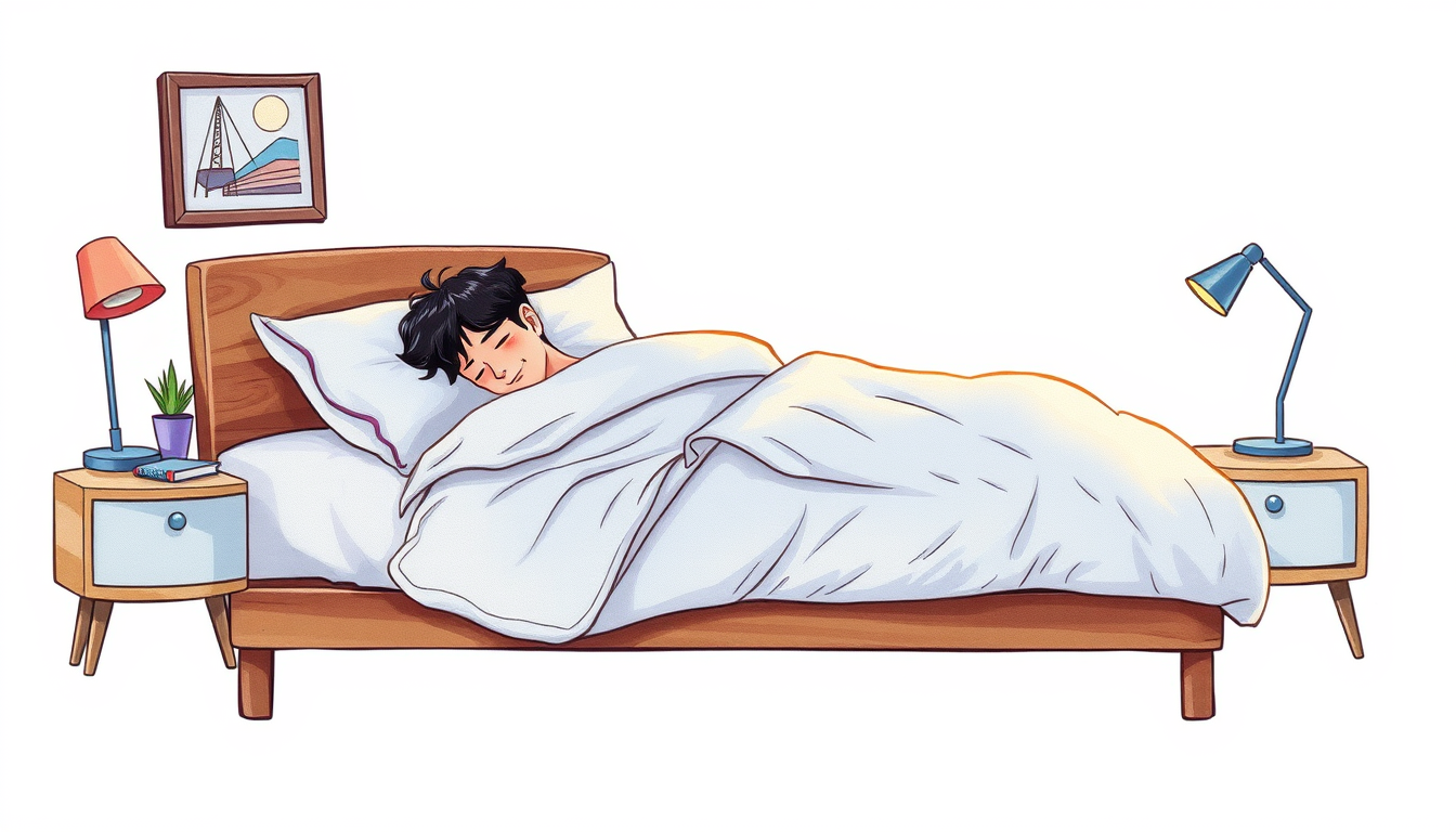 Main art studio: A hand-painted semi realistic illustration of bed for a modern webtoon or graphic novel, . The aesthetic features smooth cel-shading, rich cel-shaded