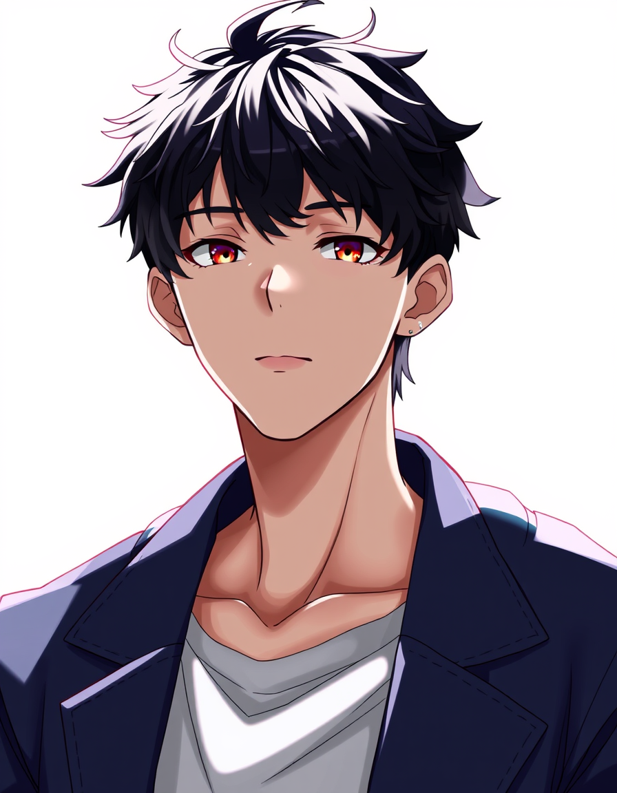 AI Art prompt example created from the prompt: i want a profie picture of a man with black and animated like a 2d anime charitor