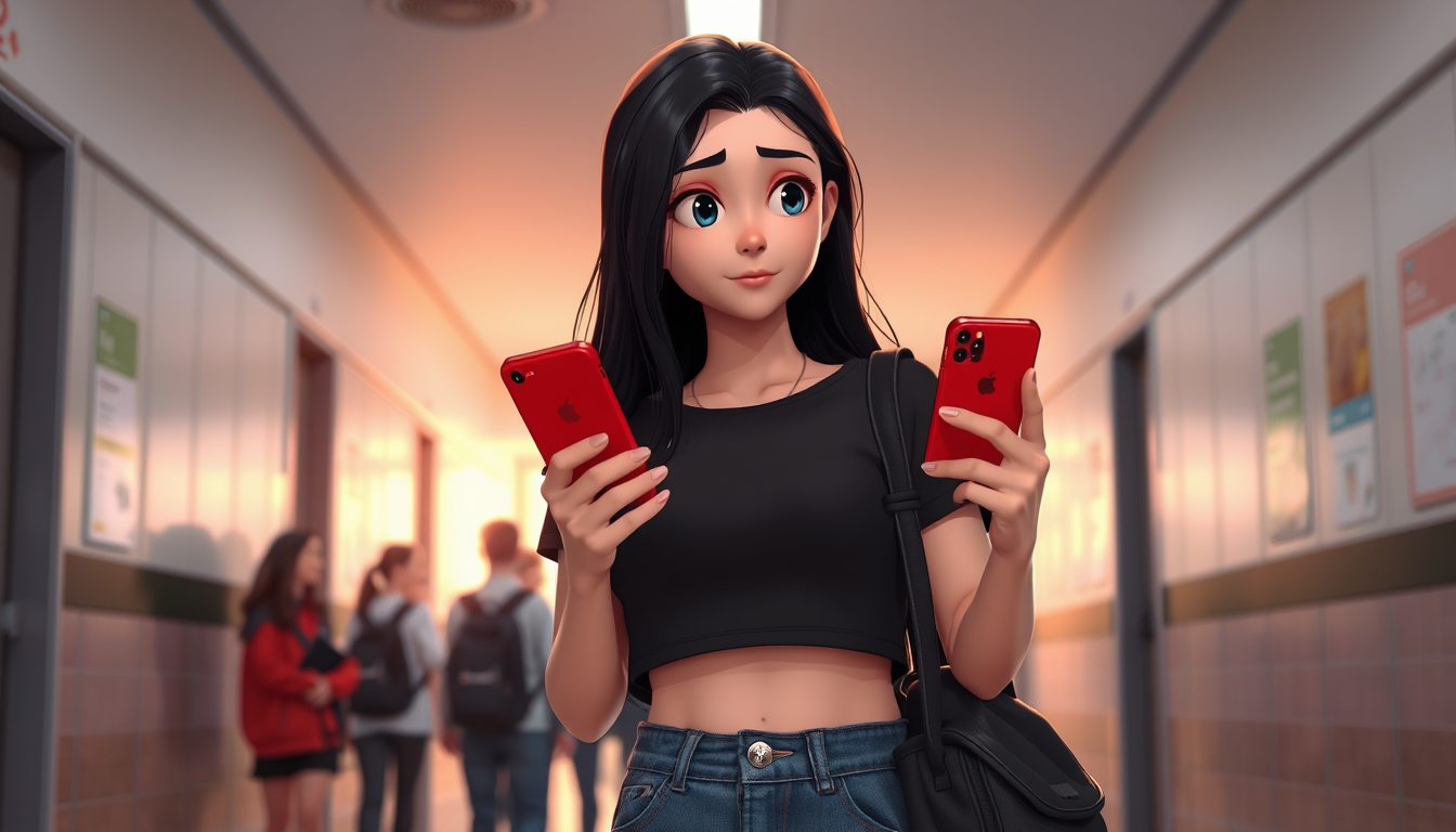 Main art studio: Utilise l'image importée comme référence exacte de Lina. Ne redessine pas son visage et ne change pas son apparence. Lina conserve ses longs cheveux n