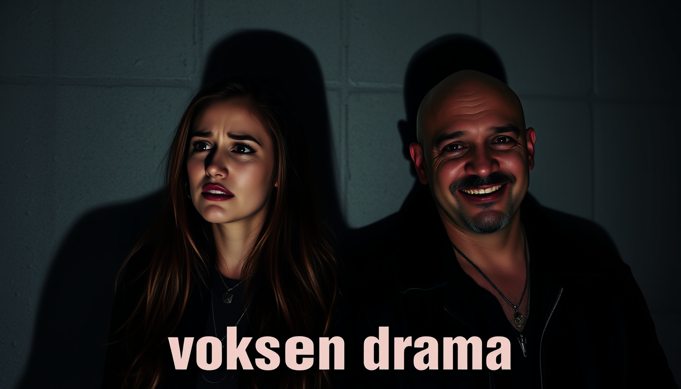 AI Art prompt example created from the prompt: Realistic cinematic rap cover. A woman with very long brown hair and a bald man stand side by side, both crying with visible tears. Behind t