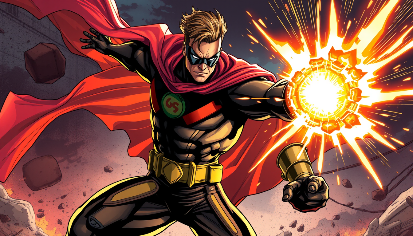 Superhero idea created from the prompt: original superhero character design, dynamic pose, bold costume, dramatic lighting, comic art energy, Hi , original hero concept art, cinema