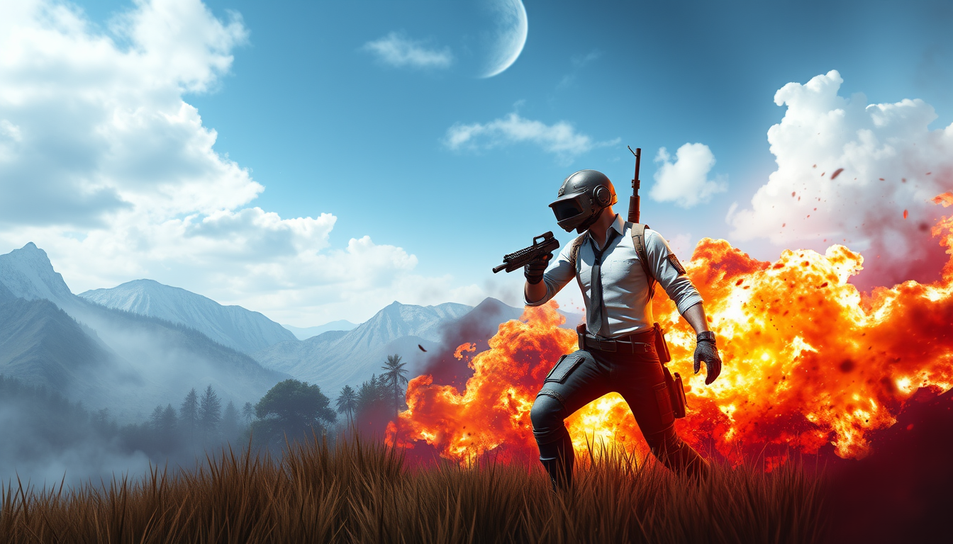 YouTube Banners idea: youtube channel banner, wide 16:9 composition, bold branding graphics, I am a Game Live Streamer on youtube specifically plays many FPS, Battleground 